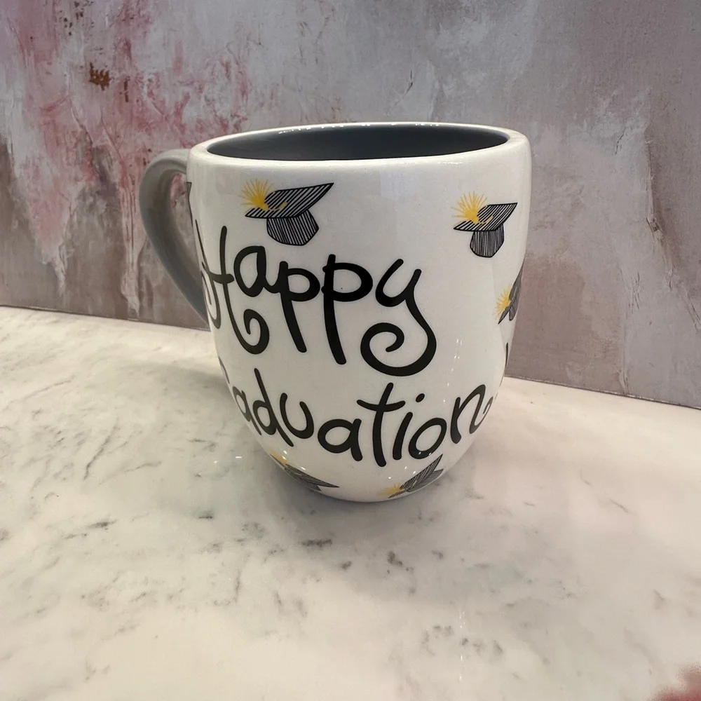 Coton Colors White Happy Graduation Ceramic Mug‎ Laura Johnson Gift Celebrate